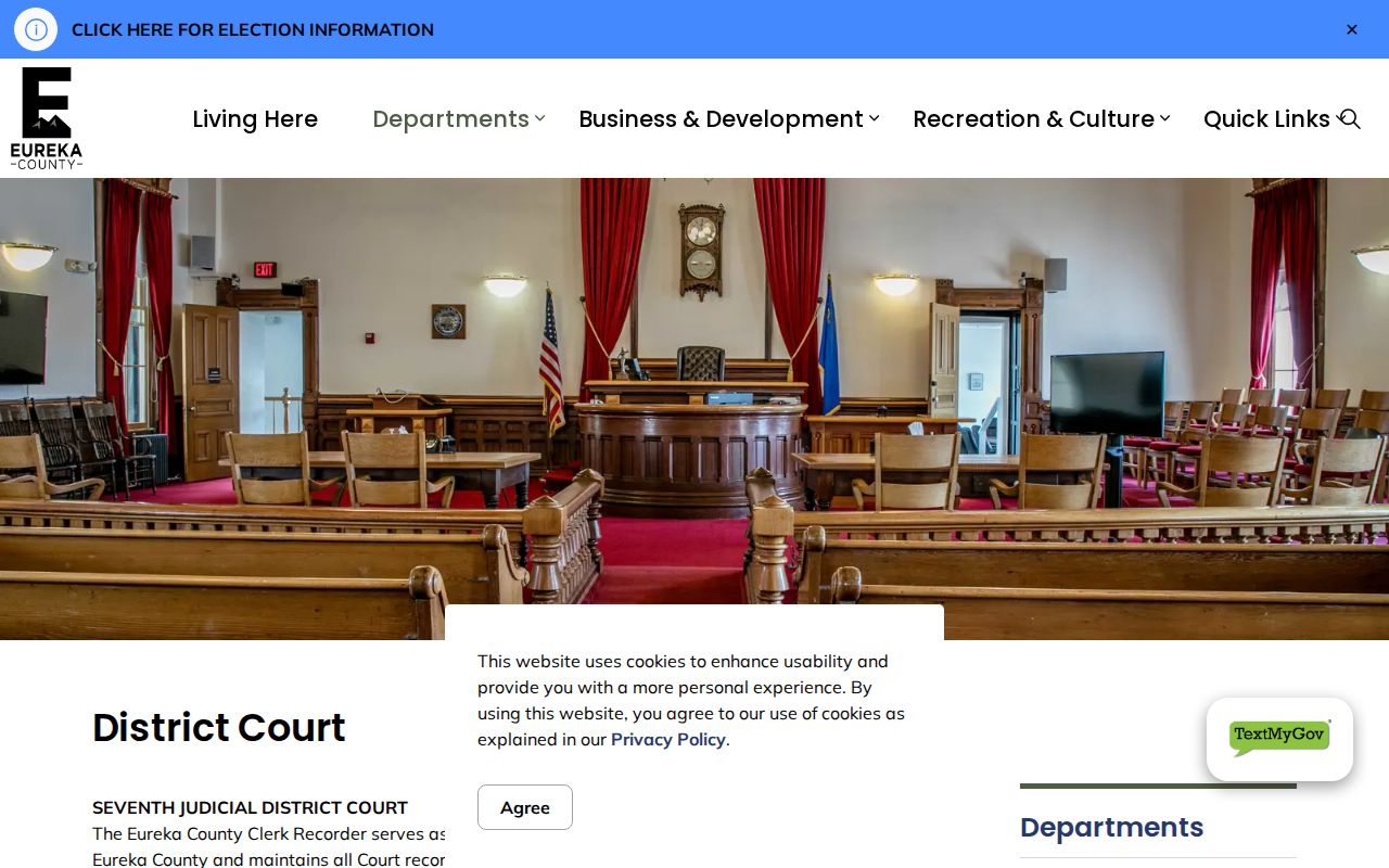 Eureka County District Court clerk route for arrest warrant records