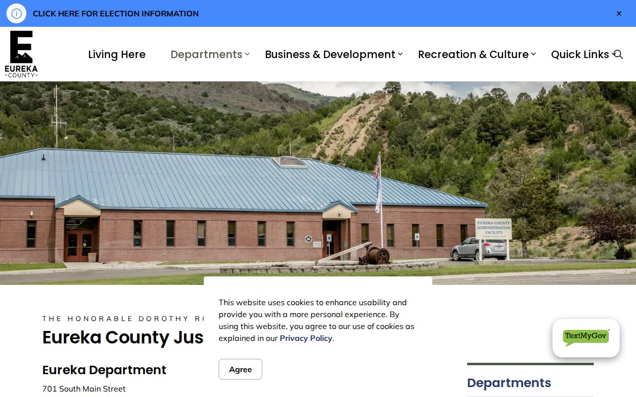 Eureka County Justice Court information for warrant records